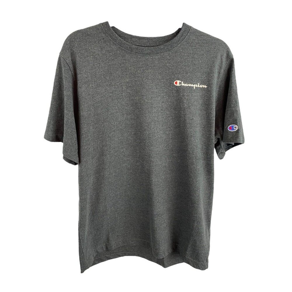Large Champion Men's Dark Gray Heathered Tshirt Short Sleeve
